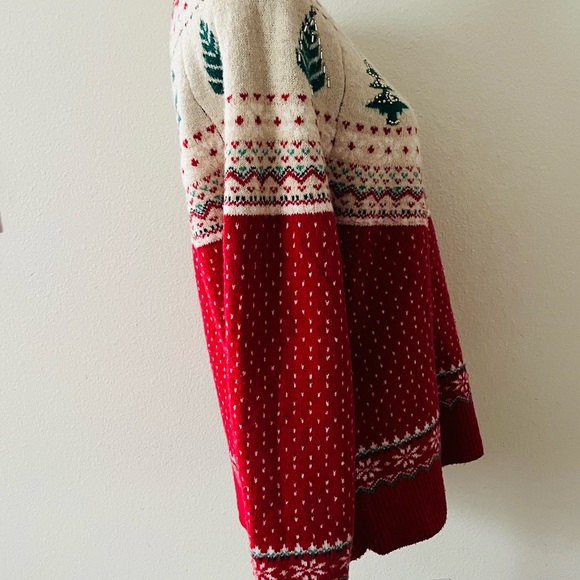 Holiday Time Red and Cream Tree Sweater - Picture 4 of 8